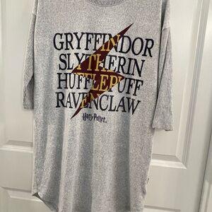 Gray Harry Potter House Names Sleep Shirt Medium
